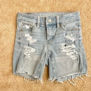 American Eagle Outfitters Light Blue Ripped Jean Shorts